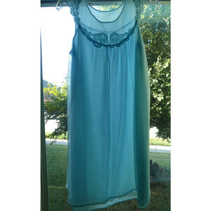 Vtg Texsheen Sheer Short Nighty Gown Size SMALL Layered Lace Coquette Babydoll